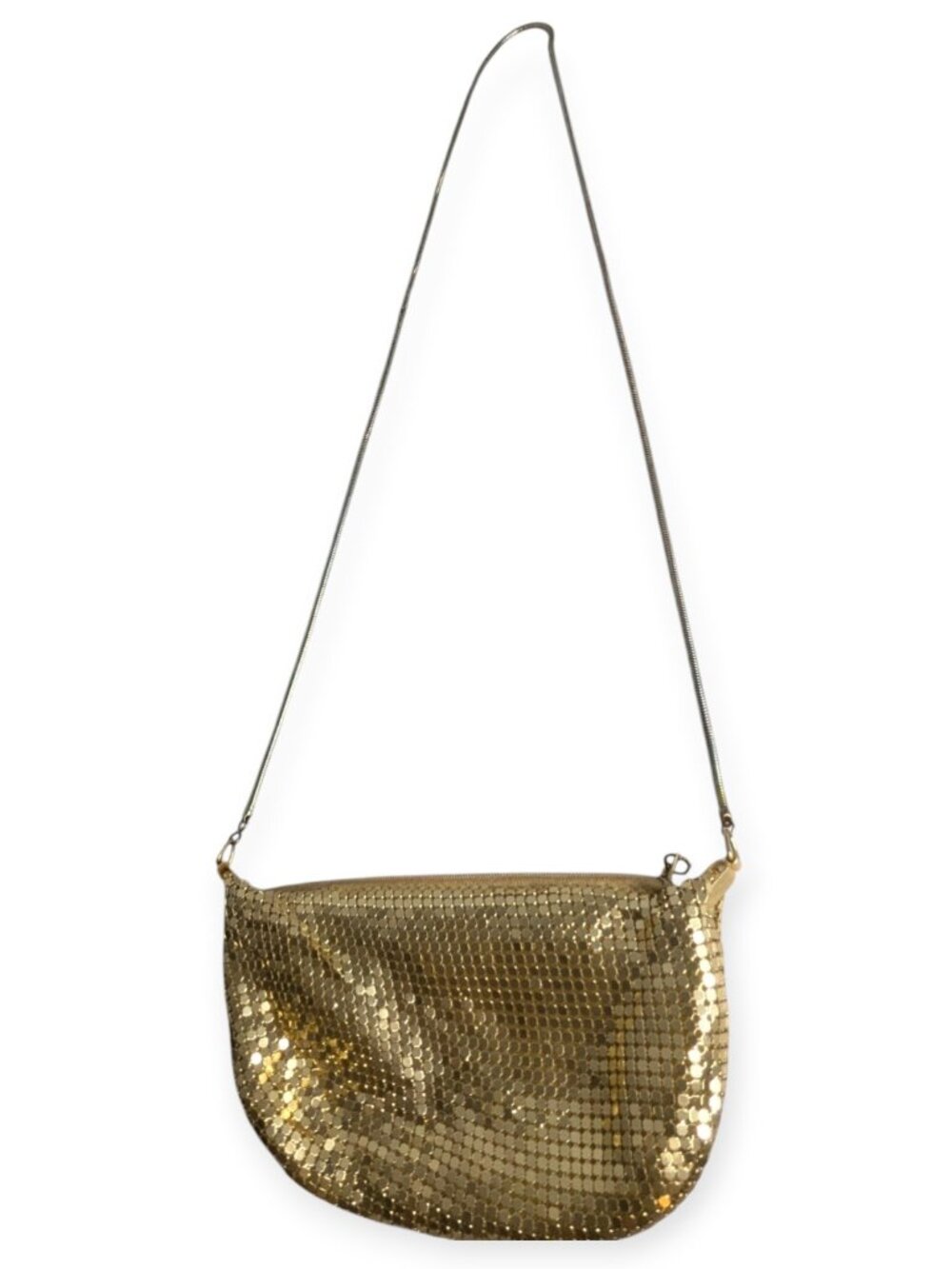 Joan Bari Gold Metallic Mesh Crossbody Evening Bag w/Zipper Closure - Picture 3 of 13